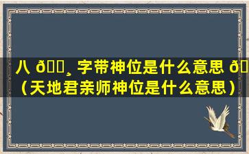 八 🌸 字带神位是什么意思 🕸 （天地君亲师神位是什么意思）